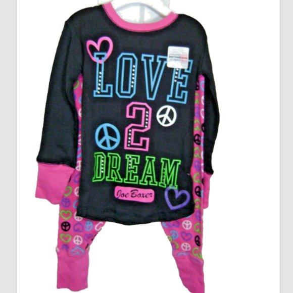 NWT Joe Boxer Girls 2-PCs Pajamas Set LOVE 2 DREAM Love Peace Snugly PJ … - Picture 1 of 3
